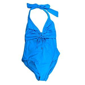 Cole California Swimsuit Womens Size Medium One Piece Halter Neck Pool Blue